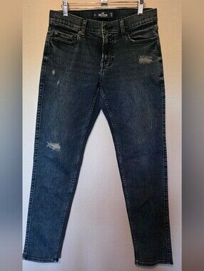 Hollister Slim Distressed Dark Blue Jeans